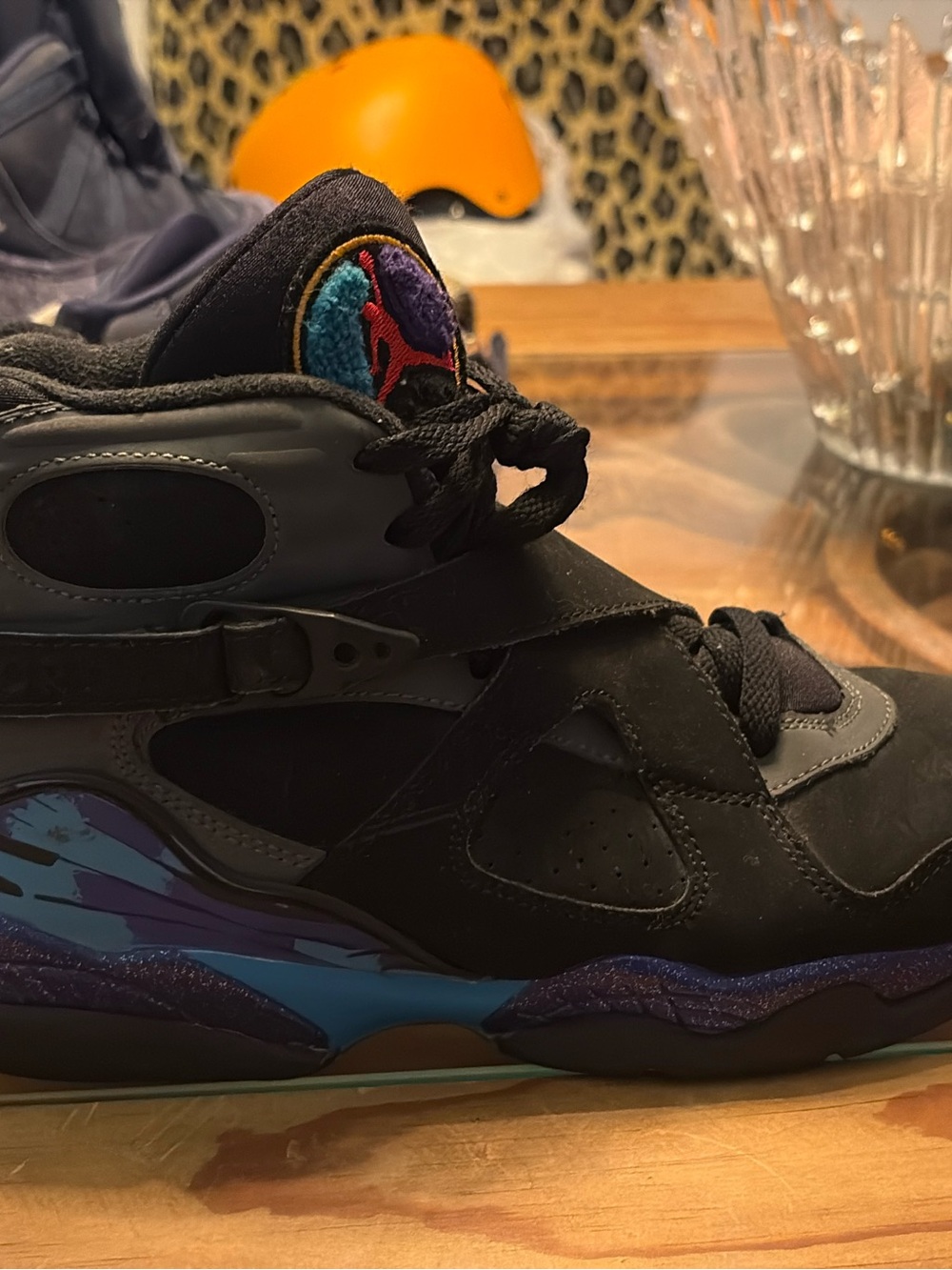 Jordan Kids Black Sneakers with Blue & Purple Accents